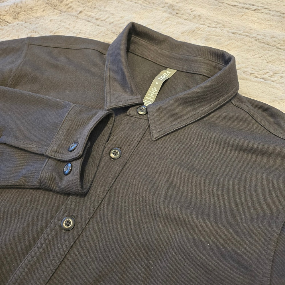 Vuori Mens Long Sleeve Button Down‎ Shirt Charcoal Gray Twill V262 Size XL